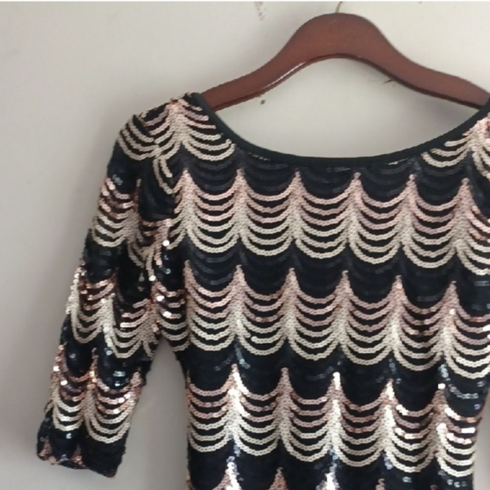 Elegant Black and Gold Sequin Dress - Picture 14 of 14